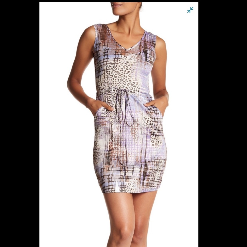 New! Komarov Mesh Trim Printed Dress with POCKETS